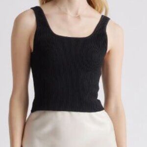 Quince Cropped Square Neck Ribbed Knit Tank
